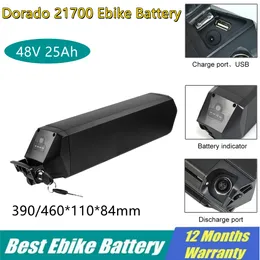 Elektrisk cykel litiumjonbatterier packar återigen dorado 21700 48v 20AH 25AH för Aventon takt 350W 500W längd 390mm 490mm