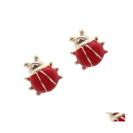 Ohrstecker Niedliche 1 cm rote Marienkäfer-Ohrringe Preis Modeschmuck für Mädchen Frauen Koreanischer Stil Schmuck Styal Drop Lieferung DHYHP
