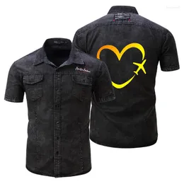 Męskie koszule i damne dżinsowe kurtkę spersonalizowane logo ulicy swobodny moda z krótkim rękawem kropla