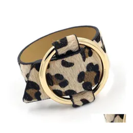 Charm Armbänder Modeschmuck Kreis Leopard Rosshaar PU Leder Armband Einstellbar Breite Drop Lieferung Dhtzh