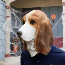 Party Masks Halloween Bassett Hound Dog Head Face Cover Skin Friendly Emulsion Animal Mask Masquerade Cosplay Costume For Home 230206