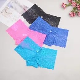 Women's plus size lace sexy boxer briefs transparent lace panties Lingerie