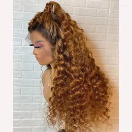 Deep Wave Honey BlondeFull Lace Human Hair Wigs With Baby Slik Base Front For Black Women Natural Hairline