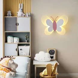 Wall Lamp SANDIY Children's Lights LED Acrylic Children Room Bedside Arts Butterfly Sconce Light Color Dimming Protect Eyes