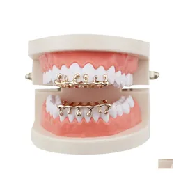 Grillz Dental Grills Hip Hop Water Drop Grillz Real Gold Plated Hollow Rapper Body Jewelry Four Colors Golden Sier Rose Gun Black 6 Dh8Om