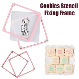 Stampi da forno Stencil per torte in plastica Stampo spray Cornici di fissaggio Accessori per strumenti di decorazione per feste fai-da-te Stampa fondente per biscotti