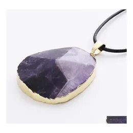 Anhänger Halsketten Amethyst Stein Halskette Gesundheit Glück Irregar Kristalle DIY Handgemachtes Material Besonderer Schmuck Carshop2006 Drop Deliv Dhjur