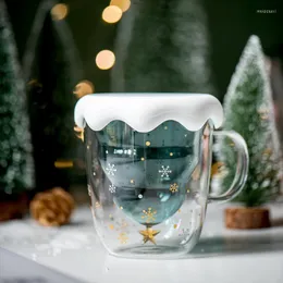 Bicchieri di vino creativa albero di Natale stella tazza di acqua a doppio strato a doppio strato di natale di Natale ad alta temperatura