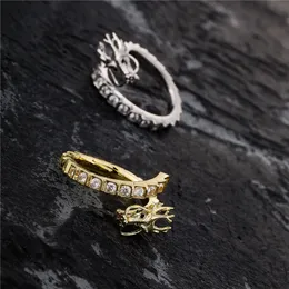 Хип -хоп с боковыми камнями трехмерный кольцо дракона с открытым размером