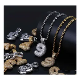 Anh￤nger Halsketten Hip Hop Blase Arabische Zahl Halskette Kubikzirkon 09 Zahlen Charm Gold Sier Twisted Seilkette f￼r M￤nner Frauen Jude Otayw