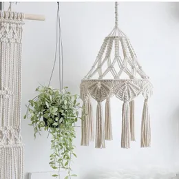 Pendant Lamps Macrame Wall Hanging Ins Style Hand-Woven Tapestry Girl Heart Bedroom Living Room Nordic Chandelier Cover Decoration ZM1027