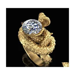 Band Rings Fashion Jewelry Punk Person Face Snake Body Totem Ring Lady Zircon Drop Delivery Dhcsk