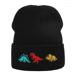 Basker dinosauri cartoo beanie broderi vinter hatt hålla varma bomullsskallar mössor hip hop stickad cap casual drop