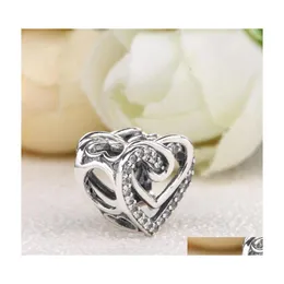 Серебряное подходящее оригинальное браслет Pandora Charms Sterling 925 Sier Sparkling Entlicing Hearts Charm Beads Women Diy Jewelry Make Berloqu Dhnoj