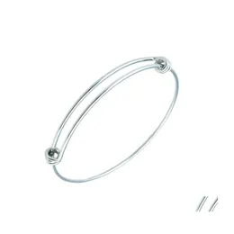 Bangle Stainless Steel Diy Charm 5065Mm Jewelry Finding Expandable Adjustable Wire Bangles Bracelet Wholesale Drop Delivery Bracelets Dhxbn