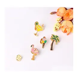 Pins Brooches Coconut Tree Metal Icecream Pins Beach Style Cute Design Fashion Jewelry Accessories Drop Delivery Dhk3N