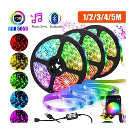 LED Şeritler USB Şerit Işığı SMD 5050 RGB COLLF DC5V Esnek Bant Şerit Bluetooth Su Geçirmez TV Aydınlatma Damla Dağıtım L DHAN9