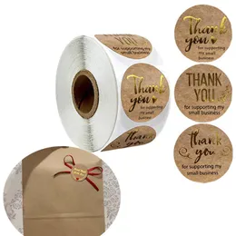 Gift Wrap Thank You Sticker Labels Seals For Supporting My Small Business Stickers Roll Round Kraft Pink Black Decoration