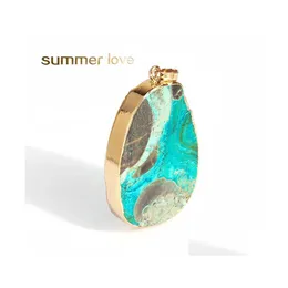 Charms oval turkosa diy kristall dinglar naturlig druse h￤nge charm f￶r armband armband halsband smycken tillbeh￶r sl￤pp leverans dhhku