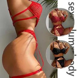 Sexy Set Transparente Dessous Frauen Unterwäsche Erotische Bh Tangas Strumpfbänder Lenceria Sinnliche Mujer Mode Spitze Pyjamas Y2302