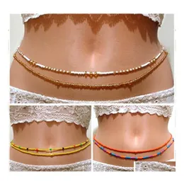 Belly Chains Bohemian Fashion Jewelry Candy Color Bikini Beads Belt Waist Drop Delivery Body Dhsog