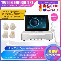 Silvery Folding Gold RF Microneedling Machine Beauty Microneedle Roller Reduce Wrinkles Tighten Skin Tender Skin Whiten and Reduce Pores RF Beauty Equipment