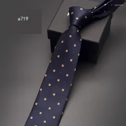 Бабочка высококачественные 2023 Fashion Men Business Worker 7cm Blue Grey Tie Swedd