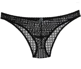 Underpants Sexy Men's Lace Pouch Briefs Jacquard Hollow Underwear Guys Sheer Bikini Brief Pants