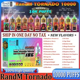 Randm Tornado original Puff 10000 Vape desechable Pen e cigarrillo Batería recargable Mesa de control de flujo de aire Mesh 20ml 10k kit de vapor grande 10k