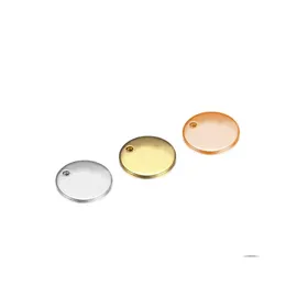 Charms 10/20 mm Edelstahl Silber Gold Rose Farbe Runde Form Stam Blank Tag Anhänger für die Herstellung von Halskette Schmuck 513 H1 Drop Deli Dhpzw