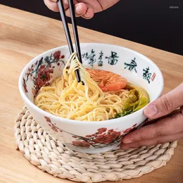 Ciotole Ciotola Ramen in ceramica Jingdezhen da 7/8 di pollice Sottosmalto dipinto a mano Insalata di frutta Miscelazione Utensili in porcellana Gnocco Noodle