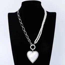 Подвесные ожерелья Amorcome Heart Penne Pearls Long Chain Collece Vintage Women Заявление о корешке Зимние осени 2022 Новый G230206