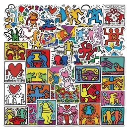50st Keith Haring Sticker Cartoon Art Graffiti Kids Toy Skateboard Car Motorcykel cykel klisterm￤rke Dekaler Passale