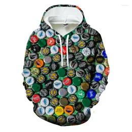 Herren Hoodies Kapuzenpullover Mode Damen Hoodie Lose Jacke Cool Bottle Cap Street Lustig Kreativ Herbst