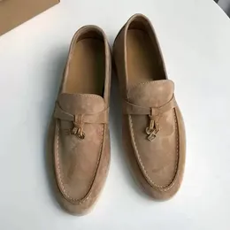 Loro Piano Summer Designer Scarpe per la migliore qualità Cinta di qualità Top Abbelluto camminata in pelle scamosciata moca