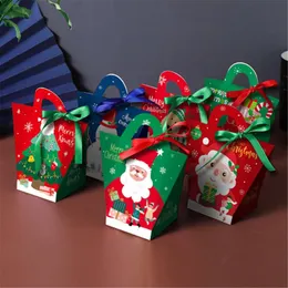 Dekoracje świąteczne 10PCS Torby papierowe Treat Bag Candy Pudełko Wesołych pudełek na prezenty na prezenty Elk Snowman Santa Claus Wzór Cookiechristmas Dec