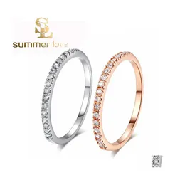 Clusterringe Elegante Rose Gold Farbe Klare Zirkonia Micro Inlays 1,8 mm Breite Finger Knuckle Sier Engagement Für Frauen Mode Drop D Dhmwj