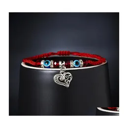 Charm armband handv￤vd armband lycklig kabh r￶d str￤ng tr￥d hamsa bl￥ turkiska onda ￶gon smycken fatima vackra 4 droppleverans dhyz6