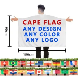 3x5 FT Benutzerdefinierte tragbare Cape-Flagge mit Ärmeln Klassisches Umhangkostüm Mexiko England Kanada US USA Amerikanische Flagge Doppelnaht nähen