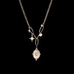 Collane con ciondolo 2021 Popolare Nuovo 14k Collana di perle conchiglia intarsiata Collana con decorazione a stella del sole Collana con pendente combinato Gioielli stile spiaggia da donna G230206