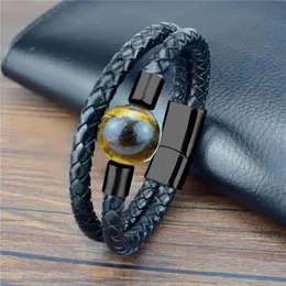 Bangle Punk Bracelet Men Charm Genuine Leather Stainless Steel Magnet Clasp Jewelry 9 Types Natural Stone Beaded Bracelets Mens Gift