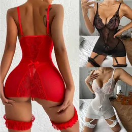 Sexy Set Body per donna Reggiseno aperto Crotchless Intimo Lingerie Pizzo Lenceria Erotic Mujer Sexi Costumi Y2302
