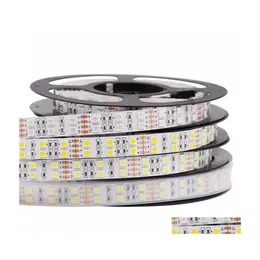 LED -remsor 5M DC 12V 600LED 120LED/M VATTOSKT SMD 5050 RGB VART VIT RIT DUBBEL RAD FLEXIBLE RIBBON TAPE Light Drop Delivery Li DH1EP