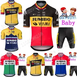 Set Barn 2023 Jumbo Visma Belgiskt tröjaset Pojkar Flickor Cykelkläder Barn Road Bike Kostym MTB Maillot Ropa 230206
