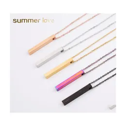 Pendant Necklaces Stainless Steel Solid Bar Blank Necklace For Men Women Gold Sier Rainbow Chain Laser Engraving Diy Drop Delivery J Dhz8L