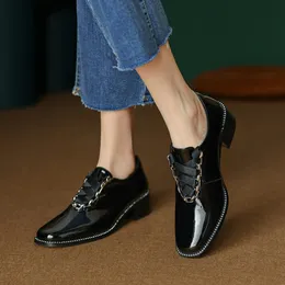 2022 estilo britânico preto feminino escritório salto grosso moda senhora vestido de casamento sapatos