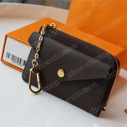 2022 Kart Tutucu Recto Verso Moda Kadın Mini Zippy Kahverengi Cüzdan Para Çanta Çantalı Kemer Kemeri Anahtar Koşusu Pochette Accessoires 69431295F