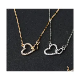 H￤nge halsband dubbla hj￤rthalsband mode ganska smycken g￥va br￶llop romantisk s￶t strass f￤rg guld/sier cha yzediblesho dhnck