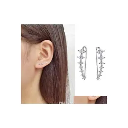 Stud 7 Cristal zirc￴nia c￺bica Zapel Ear clipe Brincos de cartilagem para mulheres 925 SERLING SIER