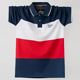 Polos męski 2023 Męskie koszulę polo Summer Casual oddychające plus 5xl w paski z krótkim rękawem bawełna 6xl xxxxl